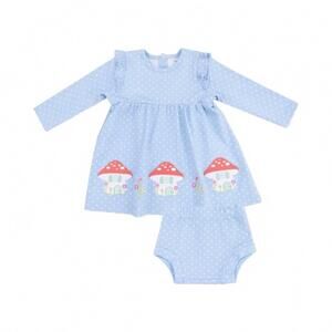 NEW ANGEL DEAR girls' bebe dress with diaper cover in blue dot